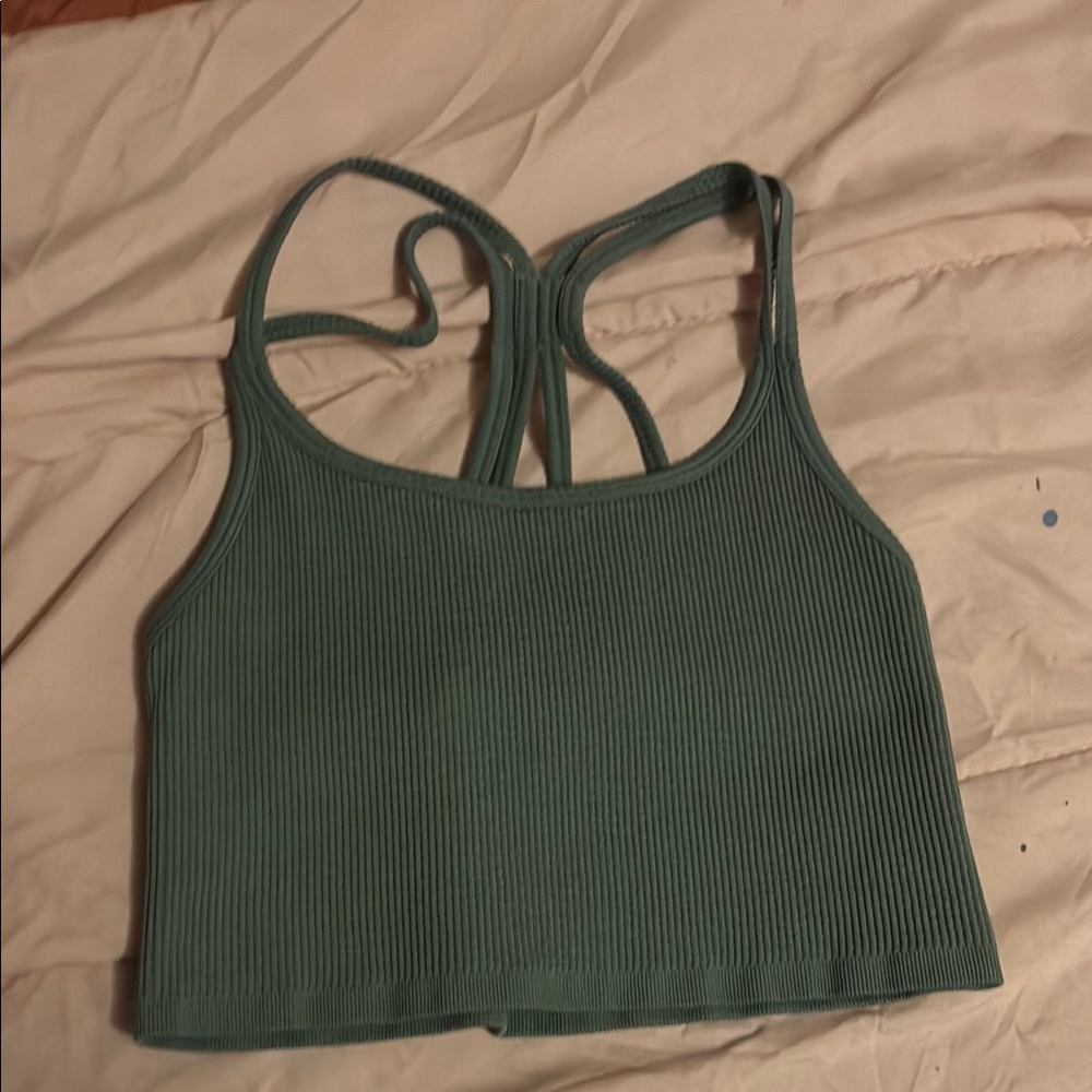 Green Ribbed Women's Top